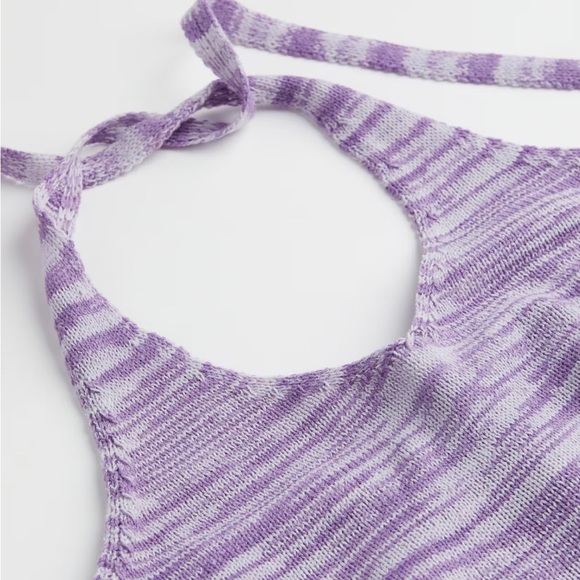 Purple Lilac Bodycon Halter Knit Dress - Picture 2 of 7